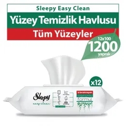 Sleepy Easy Clean Beyaz Sabun Katkılı Yüzey Temizlik Havlusu 100 Yaprak 3’lü