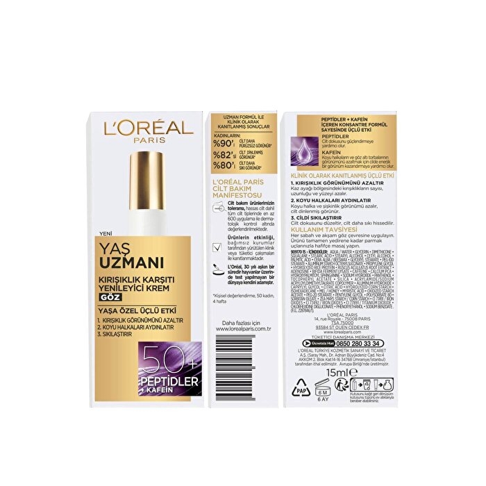 L’Oréal Paris Yaş Uzmanı 50+ Kırışıklık Karşıtı Yenileyici Göz Kremi