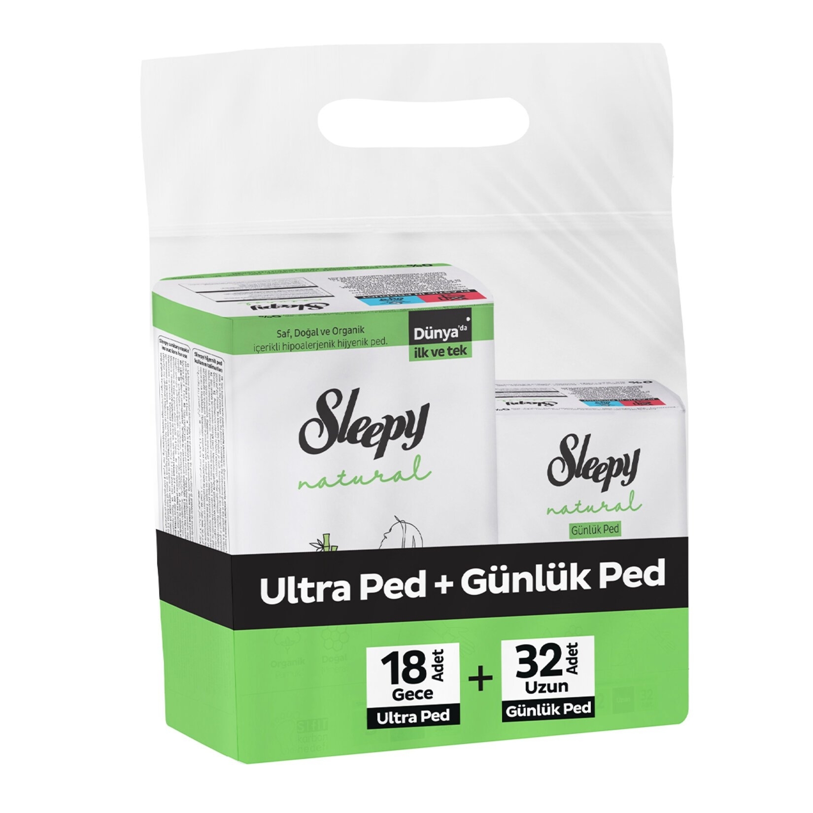 Sleepy Natural Ultra Ped Gece 18 li Günlük Ped Uzun 32 li 